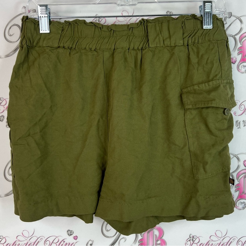 La Vie En Rose aqua shorts green pockets smocked Khaki Women's Cargo Shorts